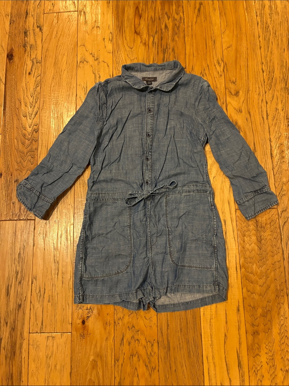 Level 99 Light Blue Denim Romper with Collar